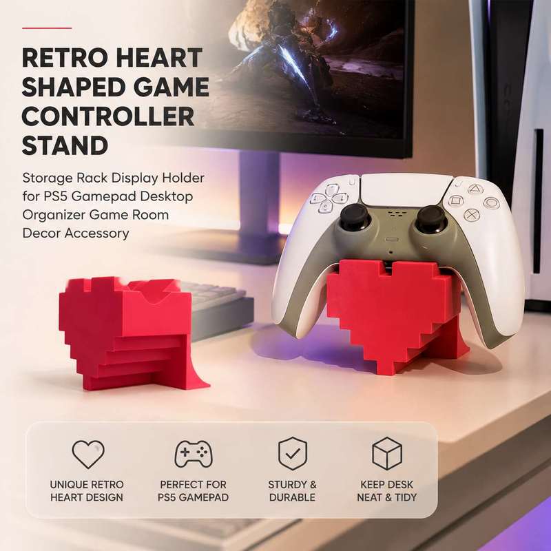 Controller Stand Holder - Retro Heart Shaped Game Controller Stand