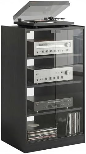 Gaming Console Cabinet - Media Cabinet, 4-Tier Stereo Cabinet for