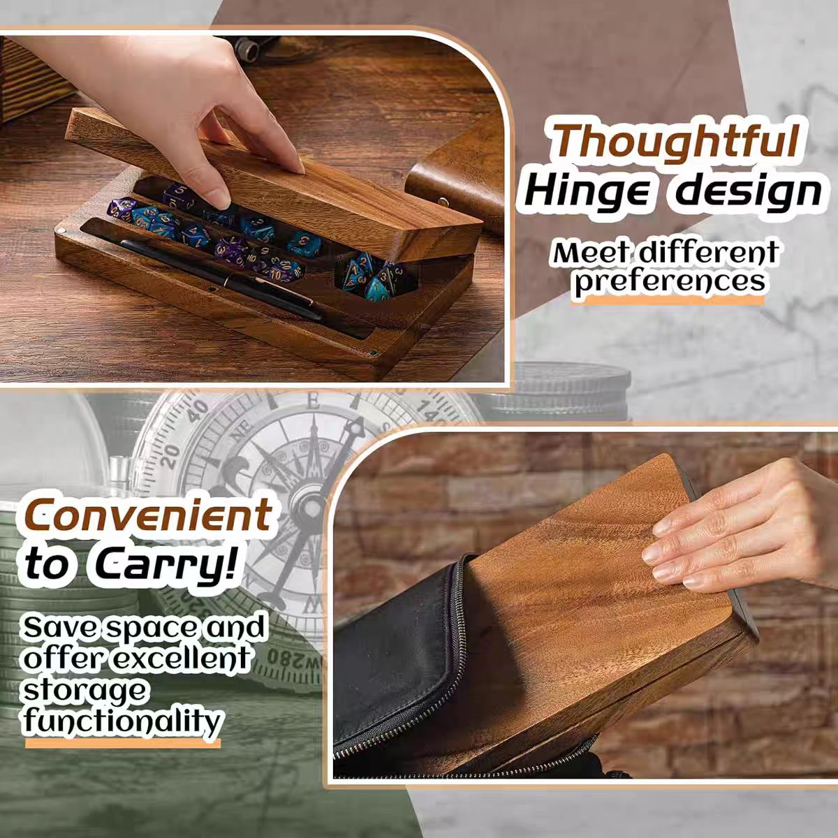 Wooden Dice Storage Box Walnut - đánh giá và giá Gaming Console Cabinet